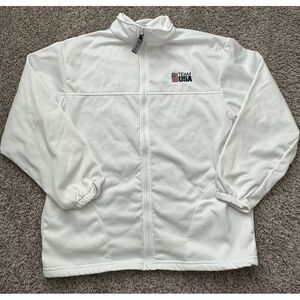 United States Olympic Committee Team USA Full‎ Zip Up White Jacket Size Large